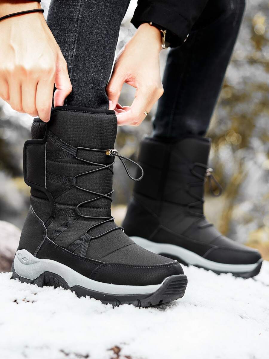 Hombres Botas de nieve con diseño de cordón - Negro - Ver 1