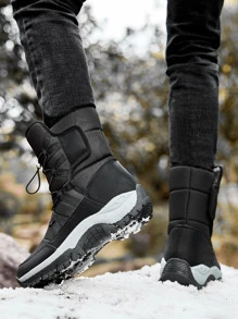Hombres Botas de nieve con diseño de cordón - Negro - Ver 2