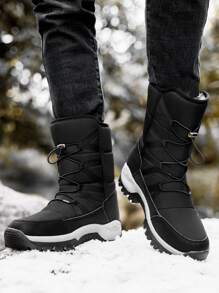 Hombres Botas de nieve con diseño de cordón - Negro - Ver 3