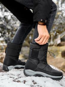 Hombres Botas de nieve con diseño de cordón - Negro - Ver 4