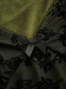 ROMWE PUNK Grunge Floral Print Lace Trim Mesh Top - Multicolor - View 3