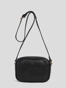 evoluSHEIN Chevron & Metal Detail Square Bag - Black - View 3