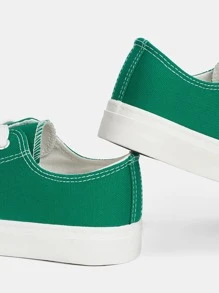 Lace-up Front Canvas Shoes - Green - View 4