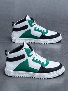 男士休闲高帮白色运动鞋，防滑运动鞋，厚底运动鞋 - 彩色 - 查看 2