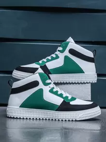 男士休闲高帮白色运动鞋，防滑运动鞋，厚底运动鞋 - 彩色 - 查看 4