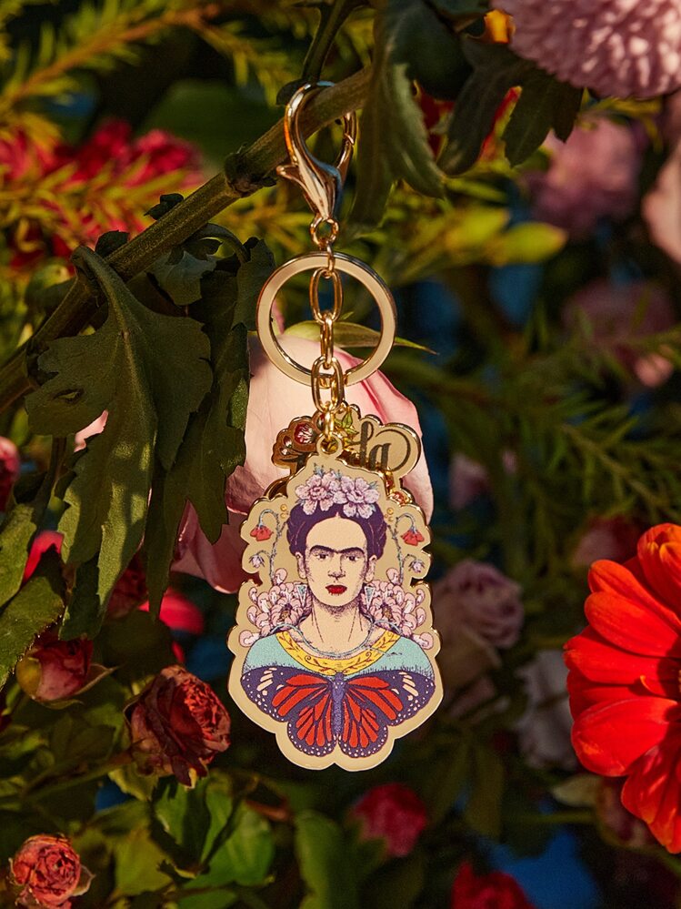 Frida Kahlo X SHEIN Floral Print Figure Charm Keychain - Multicolor - View 1