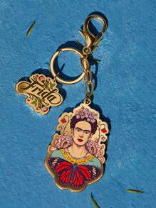 Frida Kahlo X SHEIN Móc khóa in hình hoa - Nhiều màu - Xem 2