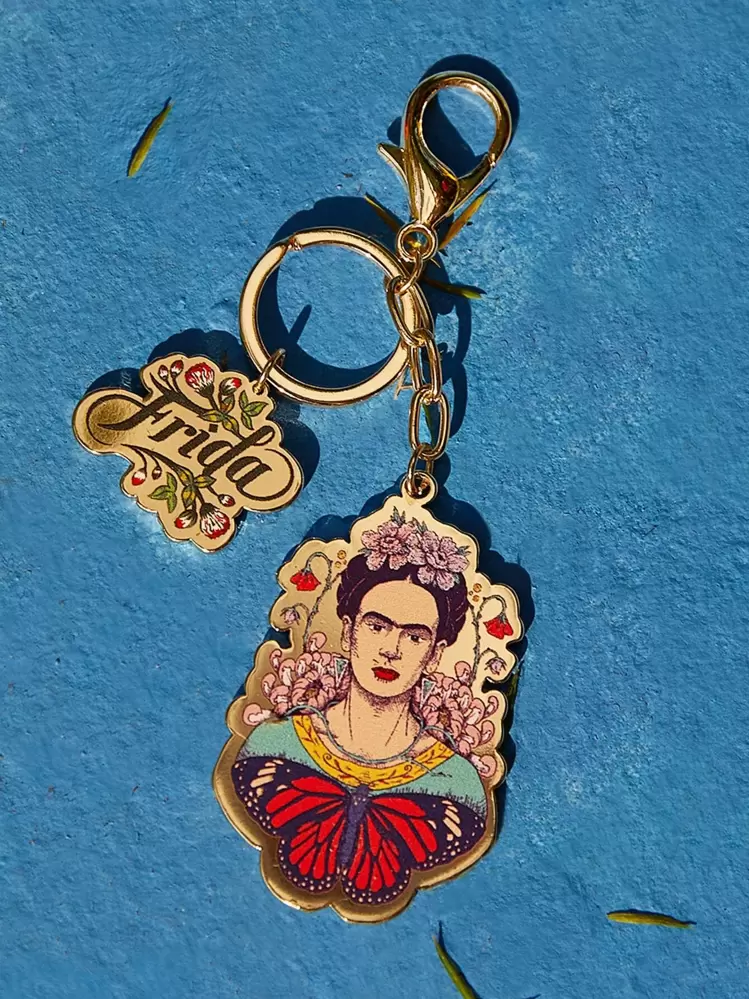 Frida Kahlo X SHEIN Floral Print Figure Charm Keychain - Multicolor - View 2