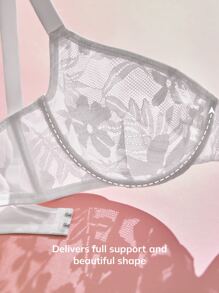 LUVLETTE Plus Sexy Lingerie Full Coverage Unlined Lace Bra - White - View 5