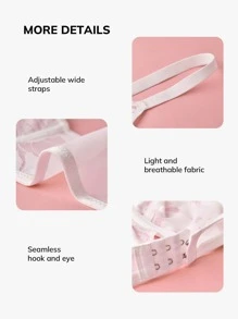 LUVLETTE Plus Sexy Lingerie Full Coverage Unlined Lace Bra - White - View 6