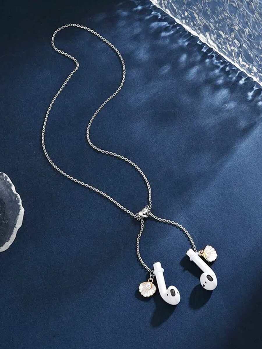 1入組貝殼裝飾耳機防丟鏈條 - 白色 - 查看 1