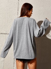 Muchica 字母和摩托車圖案落肩T恤 - 淺灰色 - 查看 4