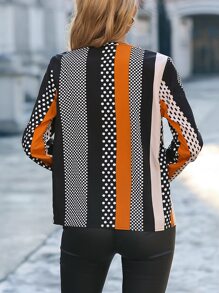 SHEIN LUNE 幾何印花缺口領襯衫 - 彩色 - 查看 2