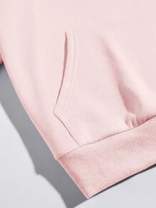 SHEIN LUNE Plus Car & Letter Graphic Drawstring Thermal Lined Hoodie - Baby Pink - View 6