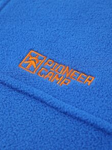 Boys Letter Embroidery Detail Zip Up Jacket - Blue - View 3