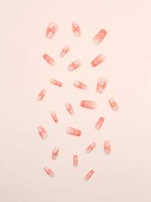 提升你風格帶24入組短棺材腮紅花卉圖案線假指甲和1張膠帶和1入組指甲銼 - 彩色 - 查看 4