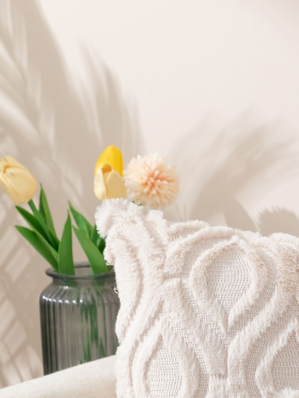 1pc Tufted Cushion Cover Without Filler, Simple Soft Throw Pillow Cover