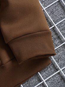 Manfinity Dauomo Hombres Capucha unicolor con cordón con forro térmico - Marrón Chocolate - Ver 5