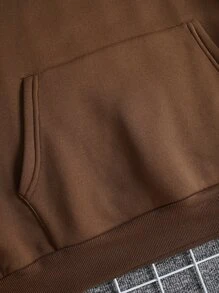 Manfinity Dauomo Hombres Capucha unicolor con cordón con forro térmico - Marrón Chocolate - Ver 7