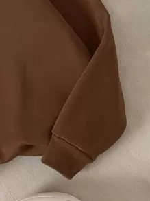 INAWLY 字母图案落肩保暖卫衣，长袖上衣，毕业季、返校季、毕业季、教师节女款，返校季套头衫秋季卫衣 - 咖啡棕 - 查看 4