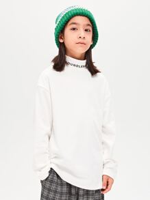 Tween Boy Half-High Collar Thermal Lined Base Layer Long Sleeve Tee For Autumn And Winter - White - View 3