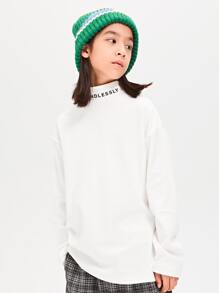 Tween Boy Half-High Collar Thermal Lined Base Layer Long Sleeve Tee For Autumn And Winter - White - View 5
