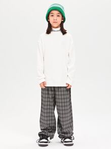 Tween Boy Half-High Collar Thermal Lined Base Layer Long Sleeve Tee For Autumn And Winter - White - View 6