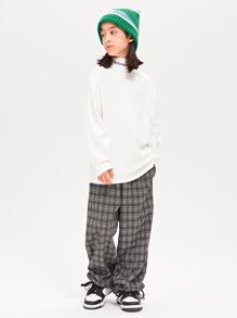 Tween Boy Half-High Collar Thermal Lined Base Layer Long Sleeve Tee For Autumn And Winter - White - View 8