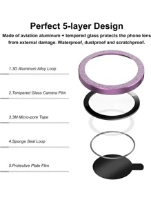 3 miếng bảo vệ ống kính lấp lánh tương thích với iPhone15/15Plus/15Pro/15Promax - Màu tím - Xem 4