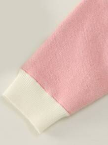 Niñas Jersey con dibujos animados y letra de hombros caídos - Rosa - Ver 3