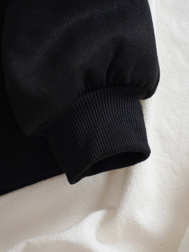 INAWLY Reißverschluss Kapuzenpullover mit Herz-Muster, thermisch gefüttert mit Kordelzug, Langarmoberteil - Schwarz - Übersicht 3