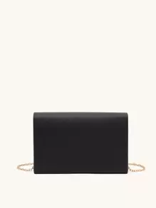 Bolso cuadrado ligero, informal de negocios con solapa y decoración de metal para adolescentes, niñas, mujeres, estudiantes universitarios, novatos y trabajadores de cuello blanco, perfecto para oficina, universidad, trabajo, negocios, desplazamientos, actividades al aire libre, viajes, salidas - Negro - Ver 5
