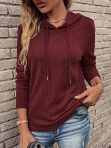 SHEIN LUNE Quần áo thể thao nữ Dây kéo màu trơn Giải trí - Màu Đỏ Sâu - Xem 3
