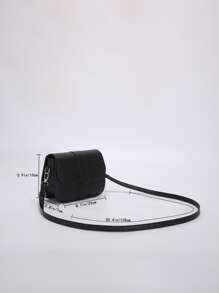 Stitch Detail Flap Saddle Bag - Black - View 3