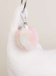 Minimalist Fluffy Hobo Bag With Pompom Charm - White - View 3