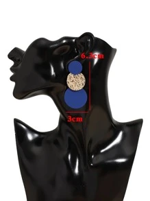 圓形耳墜 - 藍色 - 查看 3