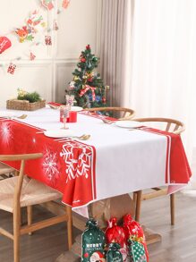 Mantel Navidad con patrón de copo de nieve impermeable - Multicolor - Ver 1