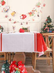 Mantel Navidad con patrón de copo de nieve impermeable - Multicolor - Ver 4