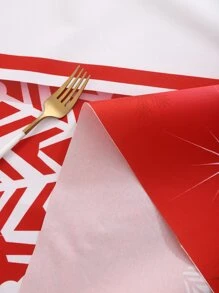 Mantel Navidad con patrón de copo de nieve impermeable - Multicolor - Ver 5