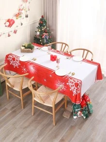 Mantel Navidad con patrón de copo de nieve impermeable - Multicolor - Ver 7