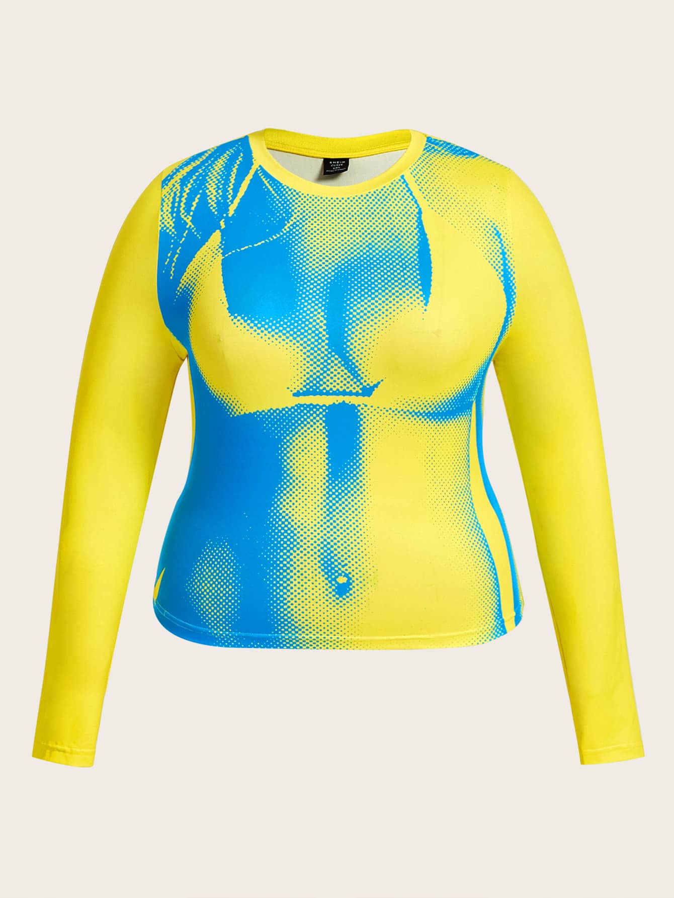 SHEIN ICON Plus Body Heat Map Print Tee - Yellow - View 1