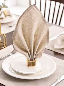 1pc Plain Cloth Napkin, Simple Plain Color Table Napkin For Dinner Table - Beige - View 3