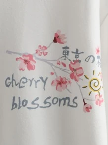 Manfinity Hypemode Loose Fit Men's Mountain & Floral Printed Drop Shoulder T-Shirt - White - View 6