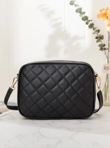 Minimalist Quilted Square Bag - Black - View 3