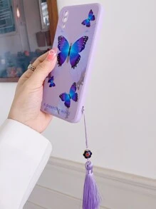 蝴蝶圖案手機殼帶掛繩相容於 iPhone15/15Plus/15Pro/15Promax