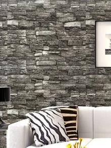 1pc DIY 3D Grey Foam Wall Sticker Brick Wallpaper, Soft, Self Adhesive, Waterproof, Mould-Proof, For Room/ Home/ Living Room/ Bathroom/ Kitchen/ Bedding Room Decoration - Multicolor - View 3