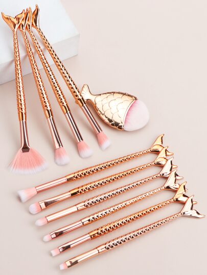 Makeup Brush Sets, 11pcs Cartoon Cute Fish Scale Multifunctional Multifunctional Makeup Brush Cosmetic Makeup Tool For Beginner, Makeup Brush/Cosmetic Brush,Brush Set,Makeup Brush Kit,Make Up Brush Set,Make Up Set Complete,Makeup Brush Set,Complete Makeup Kit,Brush Kit,Brushes Makeup Set,Makeup Gift Set,Set