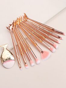 Makeup Brush Sets, 11pcs Cartoon Cute Fish Scale Multifunctional Multifunctional Makeup Brush Cosmetic Makeup Tool For Beginner, Makeup Brush/Cosmetic Brush,Brush Set,Makeup Brush Kit,Make Up Brush Set,Make Up Set Complete,Makeup Brush Set,Complete Makeup Kit,Brush Kit,Brushes Makeup Set,Makeup Gift Set,Set - Gold - View 2