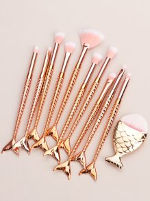 Makeup Brush Sets, 11pcs Cartoon Cute Fish Scale Multifunctional Multifunctional Makeup Brush Cosmetic Makeup Tool For Beginner, Makeup Brush/Cosmetic Brush,Brush Set,Makeup Brush Kit,Make Up Brush Set,Make Up Set Complete,Makeup Brush Set,Complete Makeup Kit,Brush Kit,Brushes Makeup Set,Makeup Gift Set,Set - Gold - View 3