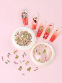 Christmas 1box Gingerbread Man Design Nail Art Wood Pulp Chip - Multicolor - View 1